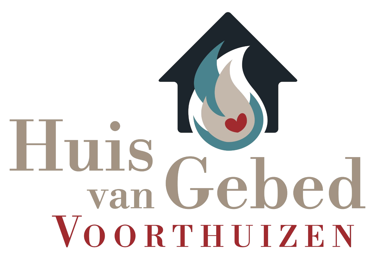 Logo Huis van Gebed Voorthuizen: een huis met daarin een vlam, een waterdruppel en een hart